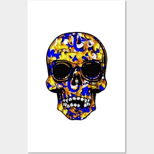 Gold and Blue Skull Posters and Art